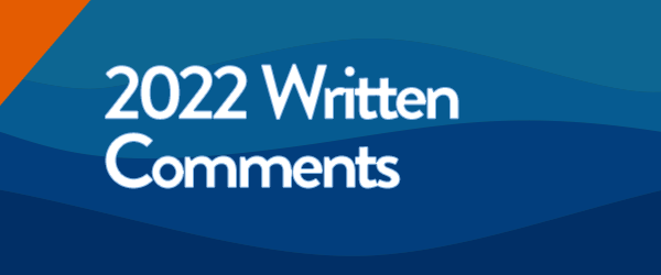 2022 Written Comments